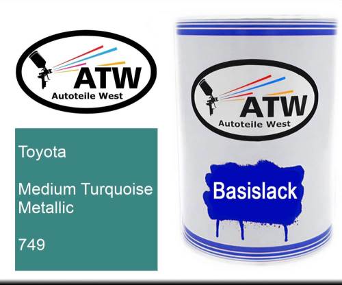 Toyota, Medium Turquoise Metallic, 749: 500ml Lackdose, von ATW Autoteile West.